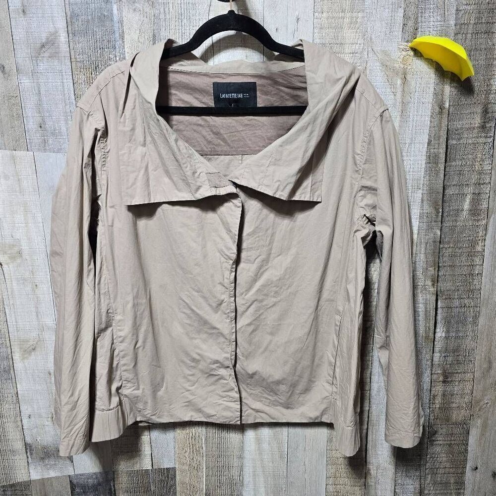 Lafayette 148 New York Tan Wide Collar Bomber Jacket